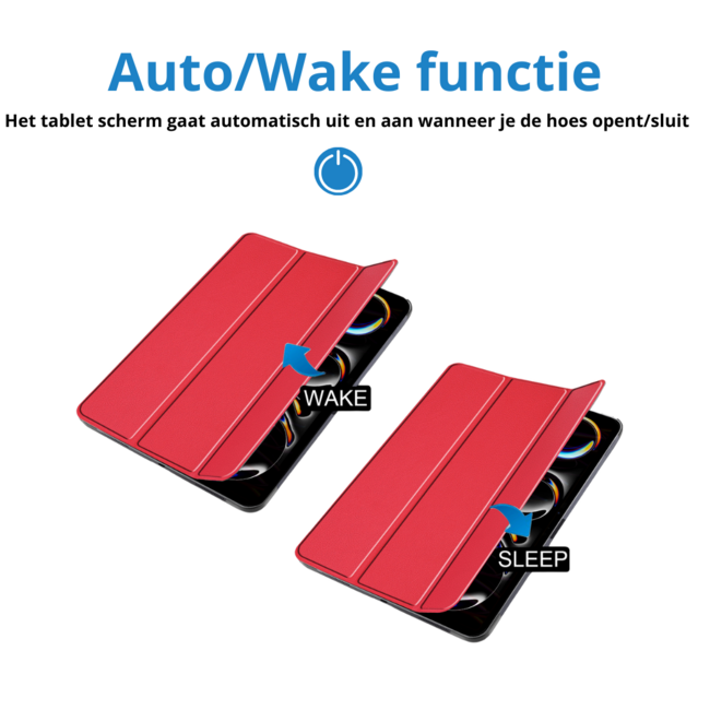 Case2go - Tablet hoes geschikt voor Apple iPad Pro 13 (2025/2024) - Tri-fold hoes - Auto/Wake functie - Rood