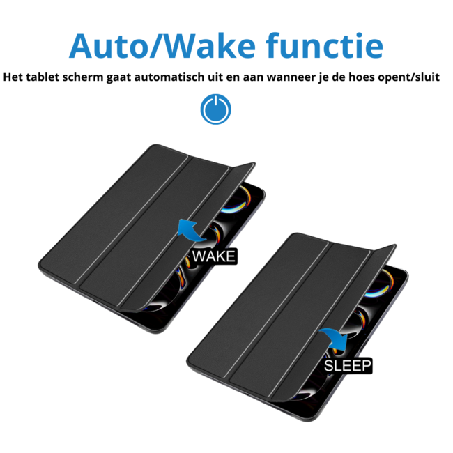 Case2go - Tablet hoes geschikt voor Apple iPad Pro 13 (2025/2024) - Tri-fold hoes - Auto/Wake functie  - Zwart