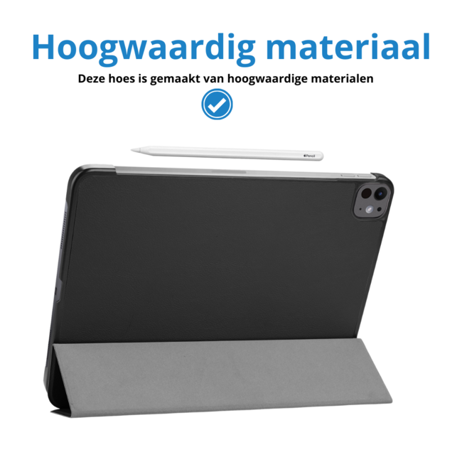Case2go - Tablet hoes geschikt voor Apple iPad Pro 13 (2025/2024) - Tri-fold hoes - Auto/Wake functie  - Zwart