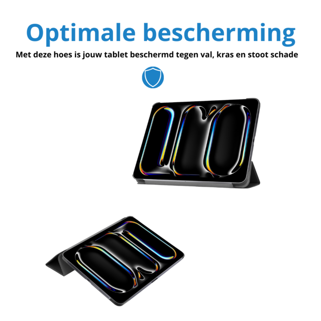 Case2go - Tablet hoes geschikt voor Apple iPad Pro 13 (2025/2024) - Tri-fold hoes - Auto/Wake functie  - Zwart