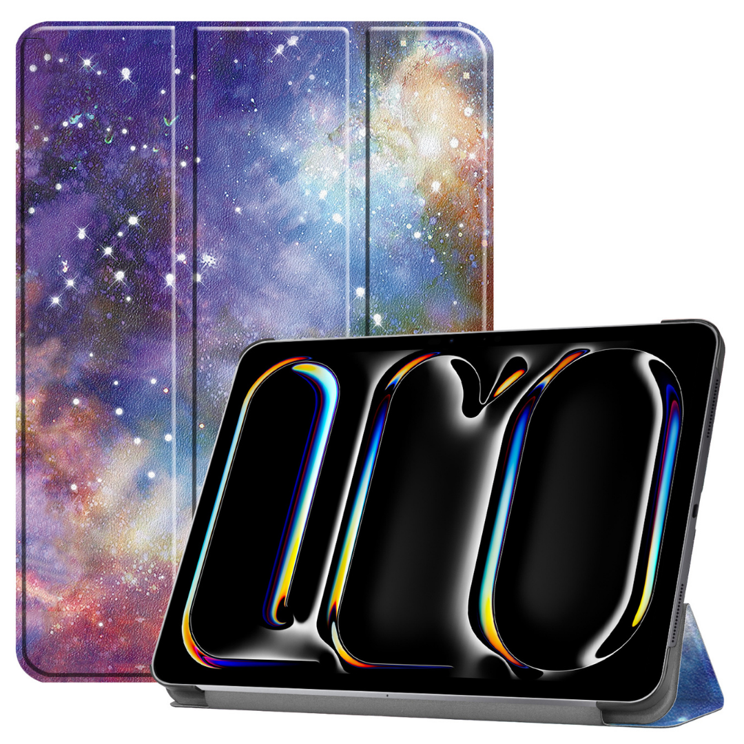 Case2go - Tablet hoes geschikt voor Apple iPad Pro 13 (2024) - Tri-fold hoes - Auto/Wake functie - Galaxy afbeelding