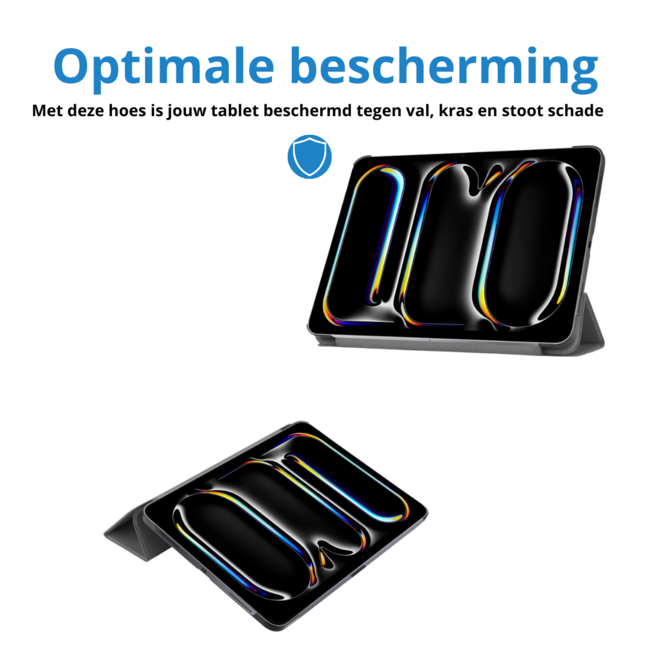 Case2go - Tablet hoes geschikt voor Apple iPad Pro 13 (2025/2024) - Tri-fold hoes - Auto/Wake functie  - Grijs