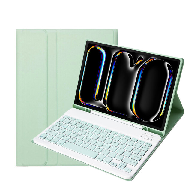 Case2go - Bluetooth Toetsenbord hoes geschikt voor Apple iPad Pro 11 (2025) / Apple iPad Pro 11 (2024) - QWERTY - Auto Wake/Sleep functie - Met Pencil Houder - Mint Groen