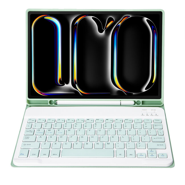 Case2go - Bluetooth Toetsenbord hoes geschikt voor Apple iPad Pro 11 (2025) / Apple iPad Pro 11 (2024) - QWERTY - Auto Wake/Sleep functie - Met Pencil Houder - Mint Groen