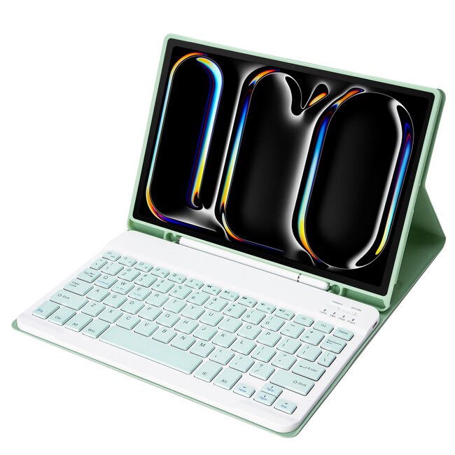Case2go - Bluetooth Toetsenbord hoes geschikt voor Apple iPad Pro 11 (2025) / Apple iPad Pro 11 (2024) - QWERTY - Auto Wake/Sleep functie - Met Pencil Houder - Mint Groen
