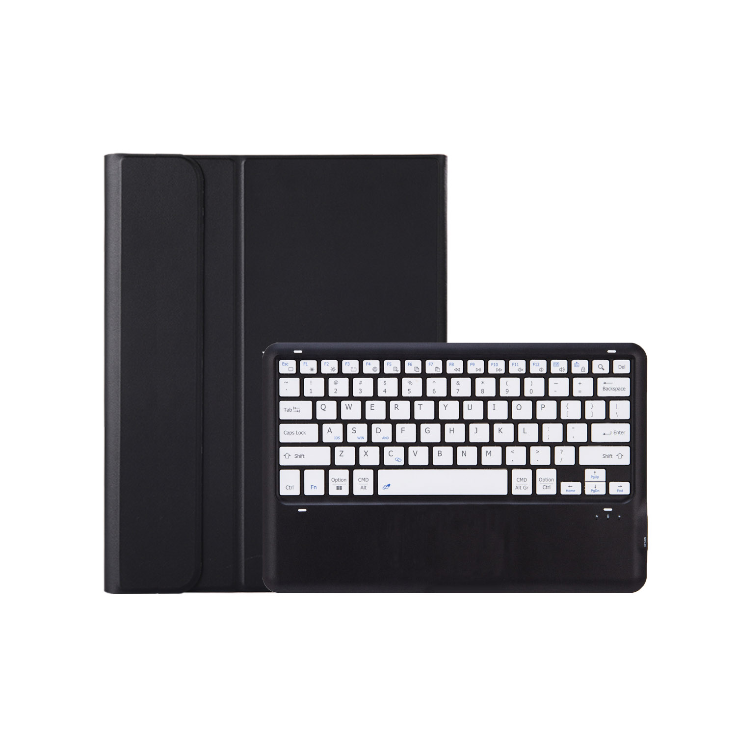 Case2go - Bluetooth Toetsenbord hoes geschikt voor Apple iPad Air 13 (2024/2025) / Apple iPad Pro 12.9 (2018/2020/2021/2022) - QWERTY - Auto Wake/Sleep functie - Met Pencil Houder - Zwart/Wit afbeelding