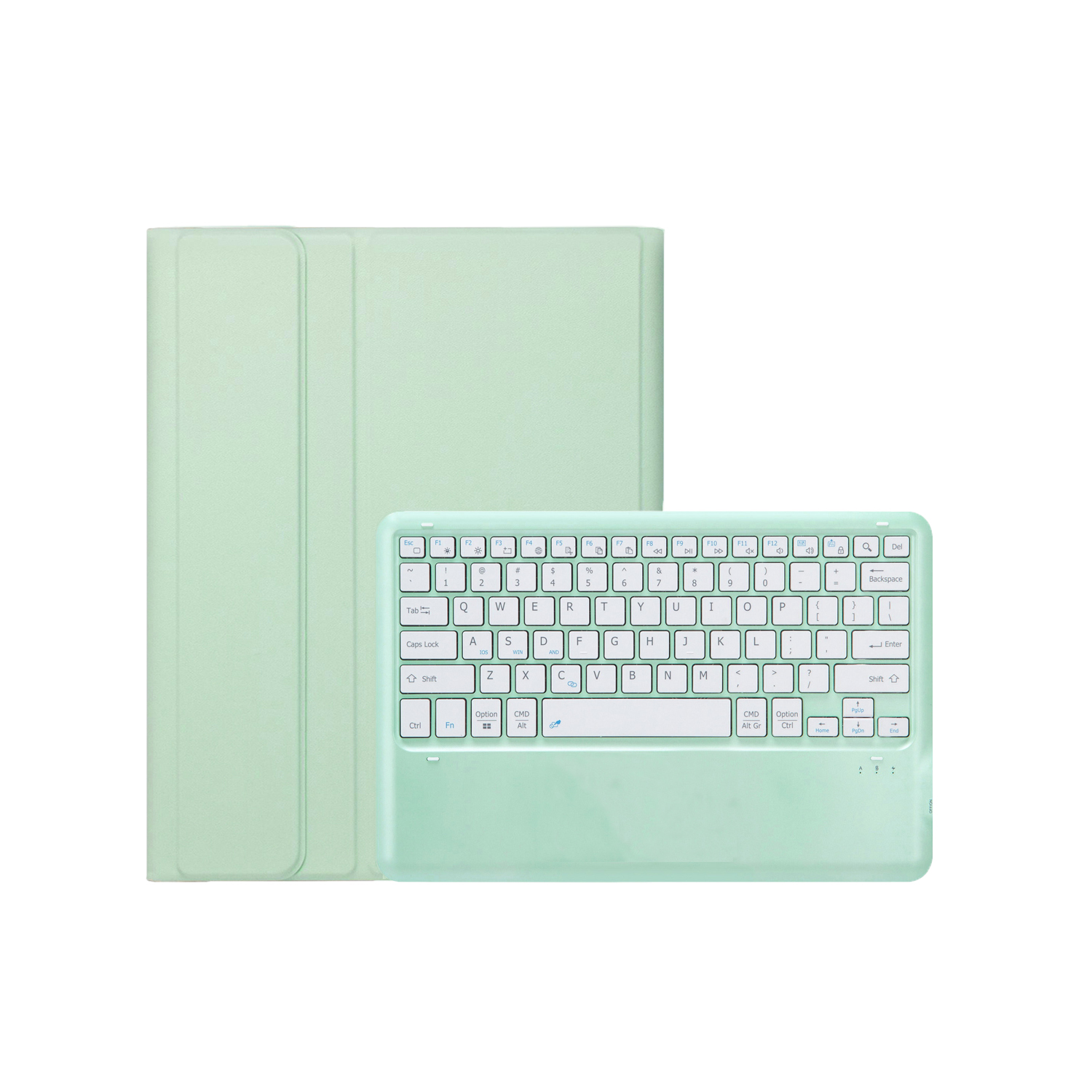 Case2go - Bluetooth Toetsenbord hoes geschikt voor Apple iPad Air 13 (2024/2025) / Apple iPad Pro 12.9 (2018/2020/2021/2022) - QWERTY - Auto Wake/Sleep functie - Met Pencil Houder - Mint Groe afbeelding