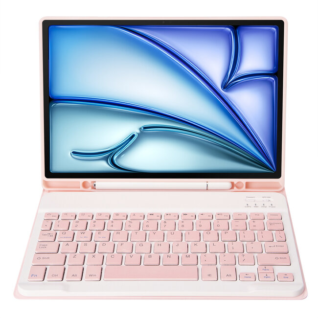 Case2go - Bluetooth Toetsenbord hoes geschikt voor Apple iPad Air (2024) / Apple iPad Air (2025) - 11 Inch - QWERTY - Auto Wake/Sleep functie - Met Pencil Houder - Roze