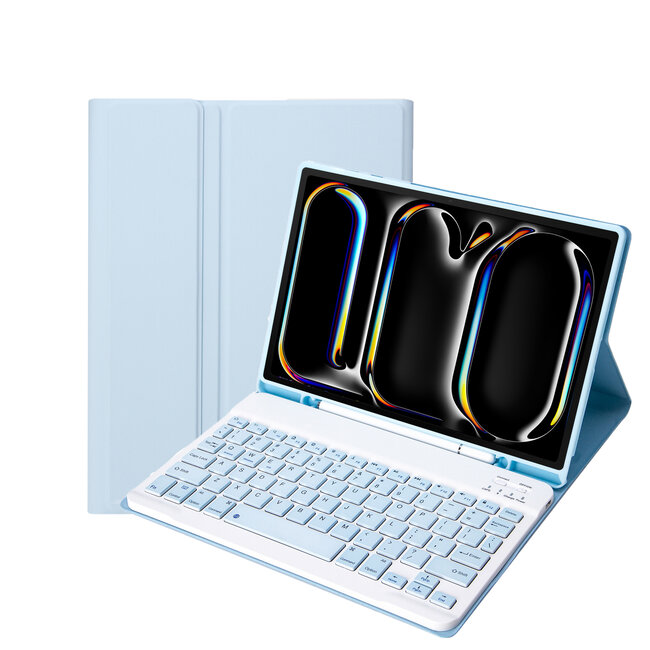 Case2go - Bluetooth Toetsenbord hoes geschikt voor Apple iPad Pro 11 (2025) / Apple iPad Pro 11 (2024) - QWERTY - Auto Wake/Sleep functie - Met Pencil Houder - Licht Blauw
