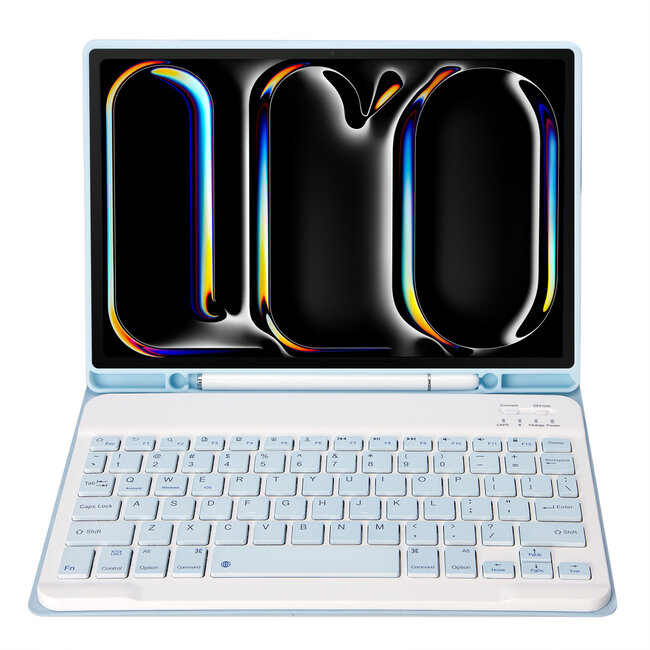 Case2go - Bluetooth Toetsenbord hoes geschikt voor Apple iPad Pro 11 (2025) / Apple iPad Pro 11 (2024) - QWERTY - Auto Wake/Sleep functie - Met Pencil Houder - Licht Blauw