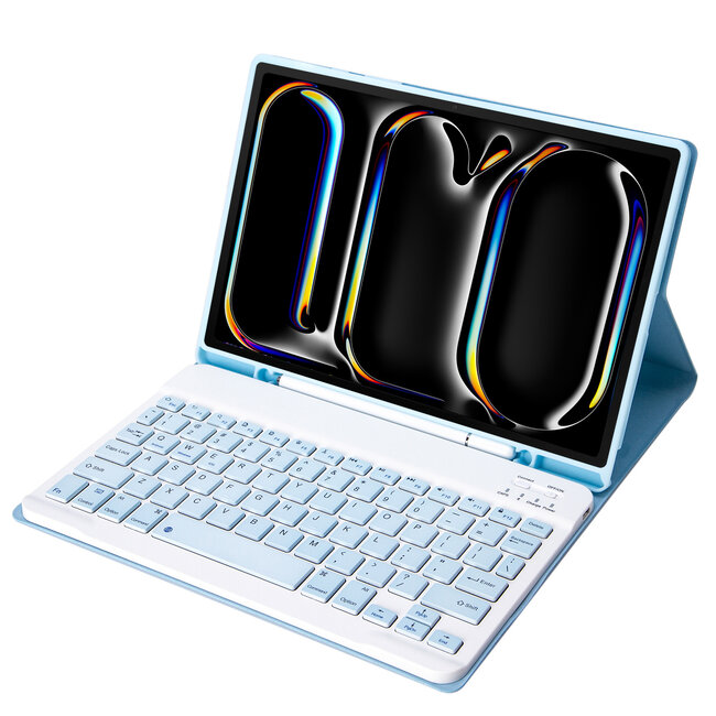 Case2go - Bluetooth Toetsenbord hoes geschikt voor Apple iPad Pro 11 (2025) / Apple iPad Pro 11 (2024) - QWERTY - Auto Wake/Sleep functie - Met Pencil Houder - Licht Blauw