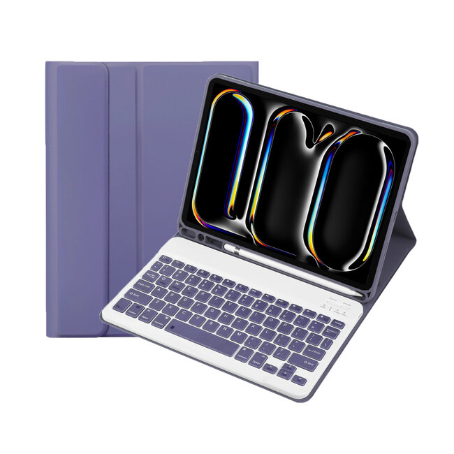 Case2go - Bluetooth Toetsenbord hoes geschikt voor Apple iPad Pro 11 (2025) / Apple iPad Pro 11 (2024) - QWERTY - Auto Wake/Sleep functie - Met Pencil Houder - Paars