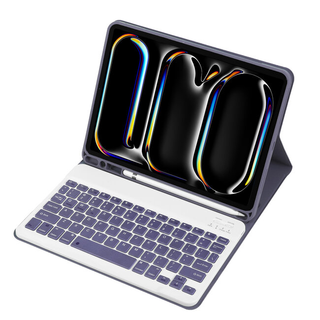 Case2go - Bluetooth Toetsenbord hoes geschikt voor Apple iPad Pro 11 (2025) / Apple iPad Pro 11 (2024) - QWERTY - Auto Wake/Sleep functie - Met Pencil Houder - Paars