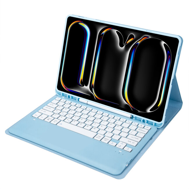 Case2go - Bluetooth Toetsenbord hoes geschikt voor Apple iPad Pro 13 (2025/2024) - QWERTY - Auto Wake/Sleep functie - Met Pencil Houder - Licht Blauw