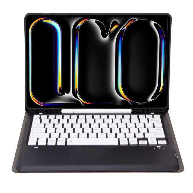 Case2go - Bluetooth Toetsenbord hoes geschikt voor Apple iPad Pro 13 (2025/2024) - QWERTY - Auto Wake/Sleep functie - Met Pencil Houder - Zwart/Wit