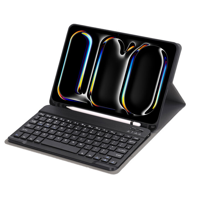 Case2go - Bluetooth Toetsenbord hoes geschikt voor Apple iPad Pro 11 (2025) / Apple iPad Pro 11 (2024) - QWERTY - Auto Wake/Sleep functie - Met Pencil Houder - Zwart