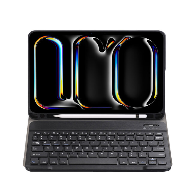 Case2go - Bluetooth Toetsenbord hoes geschikt voor Apple iPad Pro 11 (2025) / Apple iPad Pro 11 (2024) - QWERTY - Auto Wake/Sleep functie - Met Pencil Houder - Zwart