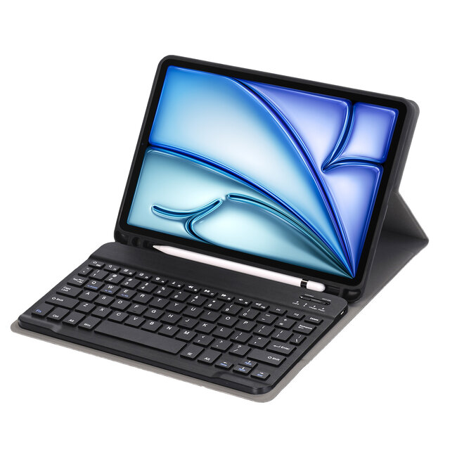 Case2go - Bluetooth Toetsenbord hoes geschikt voor Apple iPad Air (2024) / Apple iPad Air (2025) - 11 Inch - QWERTY - Auto Wake/Sleep functie - Met Pencil Houder - Zwart