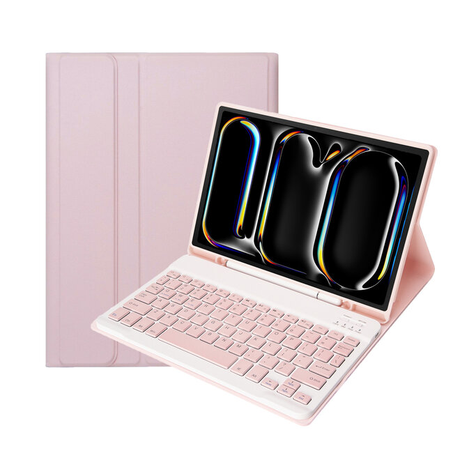 Case2go - Bluetooth Toetsenbord hoes geschikt voor Apple iPad Pro 11 (2025) / Apple iPad Pro 11 (2024) - QWERTY - Auto Wake/Sleep functie - Met Pencil Houder - Roze