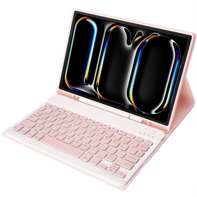 Case2go - Bluetooth Toetsenbord hoes geschikt voor Apple iPad Pro 11 (2025) / Apple iPad Pro 11 (2024) - QWERTY - Auto Wake/Sleep functie - Met Pencil Houder - Roze