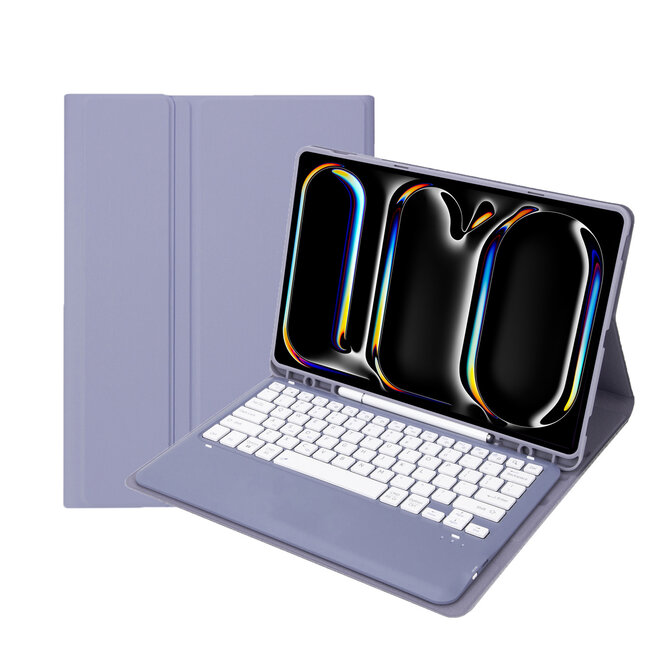 Case2go - Bluetooth Toetsenbord hoes geschikt voor Apple iPad Pro 13 (2025/2024) - QWERTY - Auto Wake/Sleep functie - Met Pencil Houder - Paars