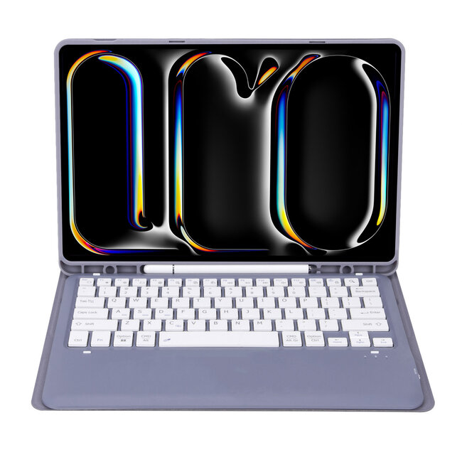 Case2go - Bluetooth Toetsenbord hoes geschikt voor Apple iPad Pro 13 (2025/2024) - QWERTY - Auto Wake/Sleep functie - Met Pencil Houder - Paars