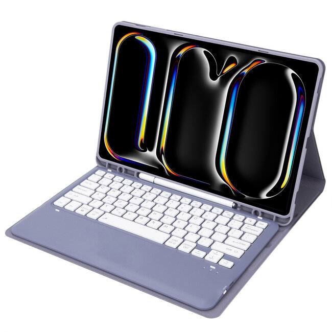 Case2go - Bluetooth Toetsenbord hoes geschikt voor Apple iPad Pro 13 (2025/2024) - QWERTY - Auto Wake/Sleep functie - Met Pencil Houder - Paars