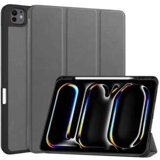 Case2go Hoes geschikt voor iPad Pro 13 (2025/2024) - 13 Inch - Tri-Fold Book Case met Stylus Pen houder - TPU - Grijs