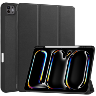 Case2go Hoes geschikt voor iPad Pro 13 (2025/2024) - 13 Inch - Tri-Fold Book Case met Stylus Pen houder - TPU - Zwart