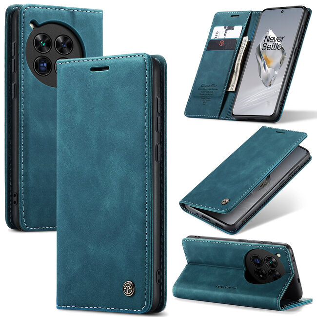 CaseMe - Telefoonhoesje geschikt voor OnePlus 12 - Wallet Book Case - Met Magnetische Sluiting - Blauw