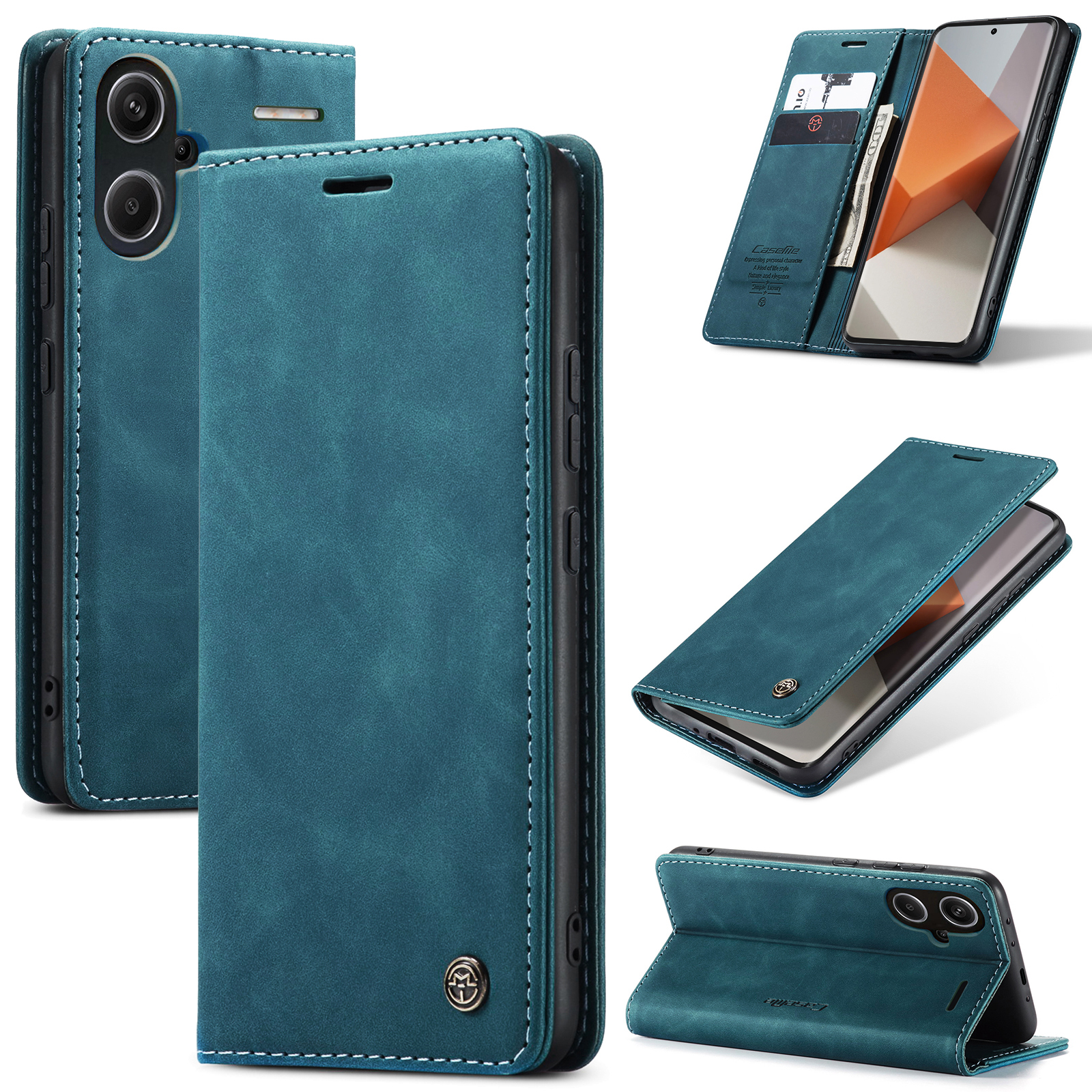 CaseMe - Telefoonhoesje geschikt voor Xiaomi Redmi Note 13 Pro Plus 5G - Wallet Book Case - Met Magnetische Sluiting - Blauw afbeelding