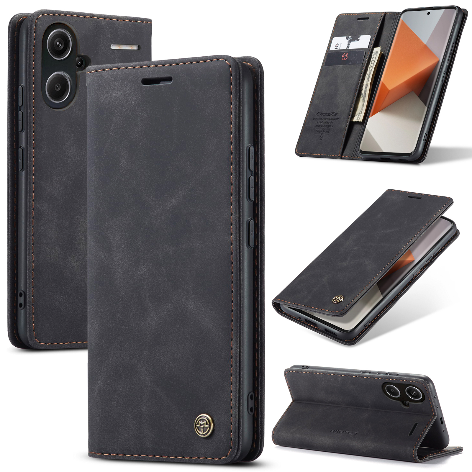 CaseMe - Telefoonhoesje geschikt voor Xiaomi Note 13 Pro Plus 5G - Wallet Book Case - Met Magnetische Sluiting - Zwart afbeelding