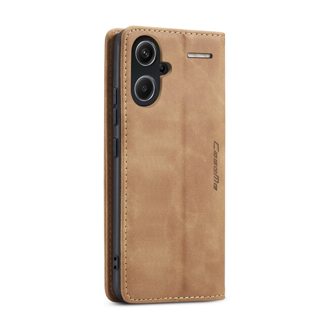 CaseMe - Telefoonhoesje geschikt voor Xiaomi Redmi Note 13 Pro Plus 5G - Wallet Book Case - Met Magnetische Sluiting - Licht Bruin