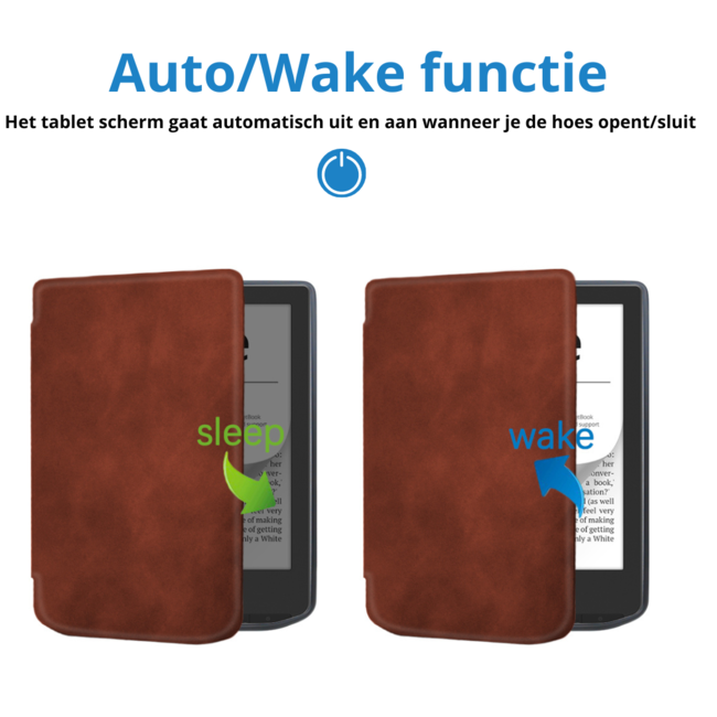 Case2go - E-reader Hoes geschikt voor PocketBook Verse / Verse Pro / Verse Pro Color - Sleepcover - Auto/Wake functie - Magnetische sluiting - Donker Bruin