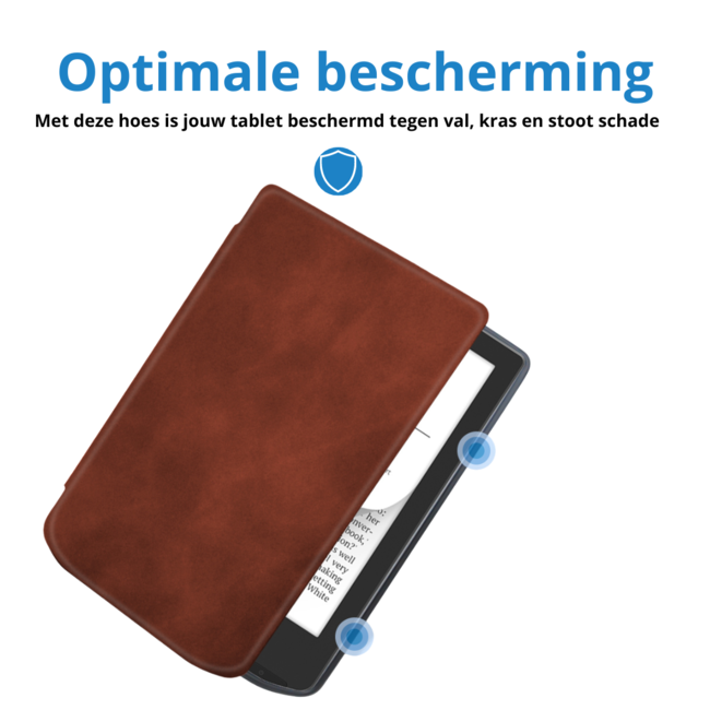 Case2go - E-reader Hoes geschikt voor PocketBook Verse / Verse Pro / Verse Pro Color - Sleepcover - Auto/Wake functie - Magnetische sluiting - Donker Bruin