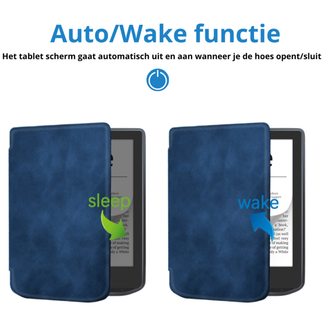 Case2go - E-reader Hoes geschikt voor PocketBook Verse / Verse Pro / Verse Pro Color - Sleepcover - Auto/Wake functie - Magnetische sluiting - Donker Blauw