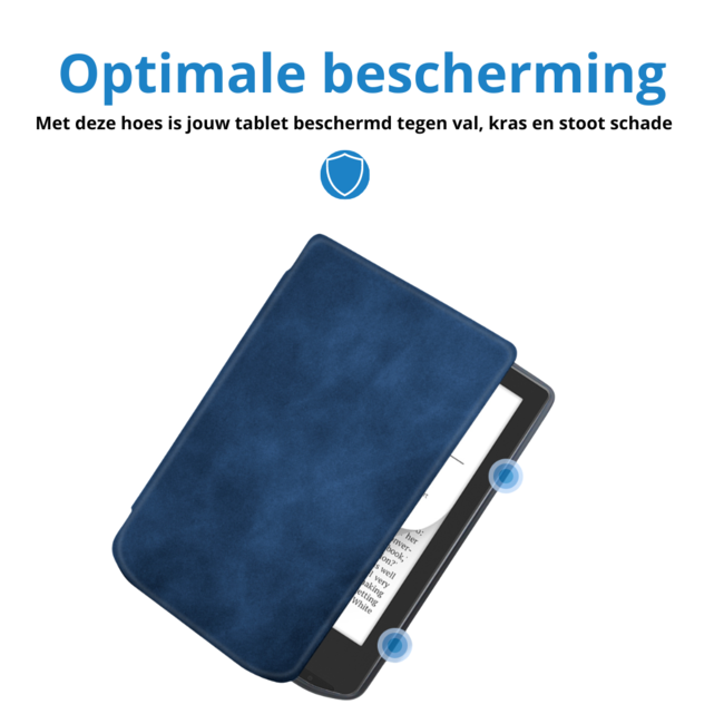 Case2go - E-reader Hoes geschikt voor PocketBook Verse / Verse Pro / Verse Pro Color - Sleepcover - Auto/Wake functie - Magnetische sluiting - Donker Blauw
