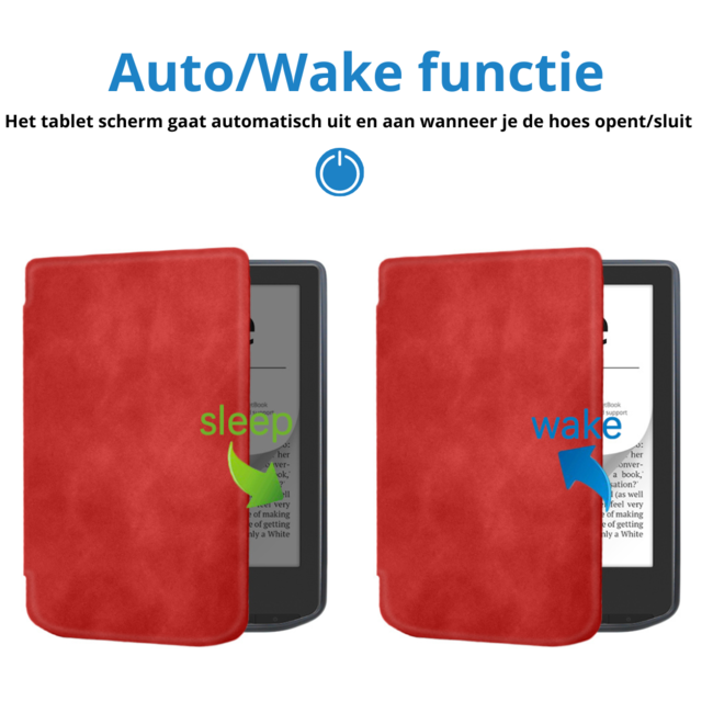 Case2go - E-reader Hoes geschikt voor PocketBook Verse / Verse Pro / Verse Pro Color - Sleepcover - Auto/Wake functie - Magnetische sluiting - Rood