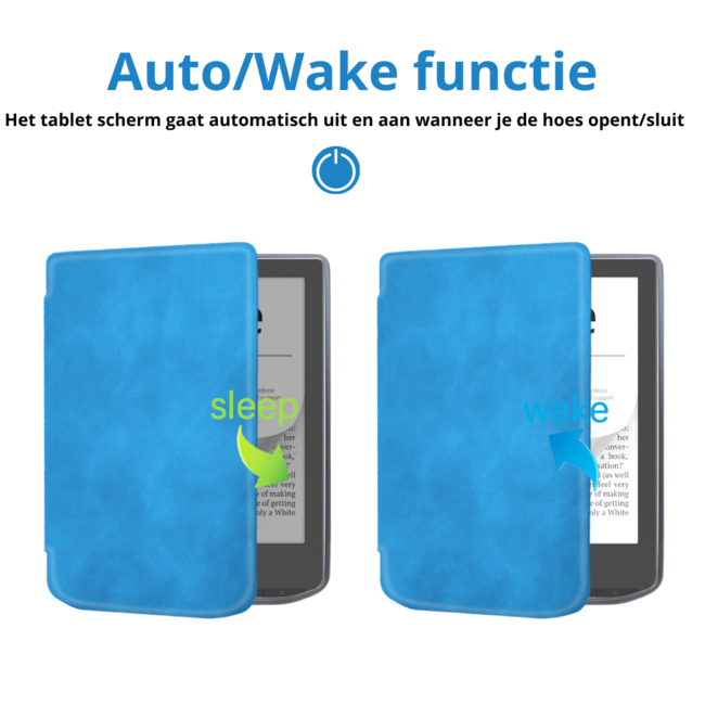 Case2go - E-reader Hoes geschikt voor PocketBook Verse / Verse Pro / Verse Pro Color - Sleepcover - Auto/Wake functie - Magnetische sluiting - Licht Blauw