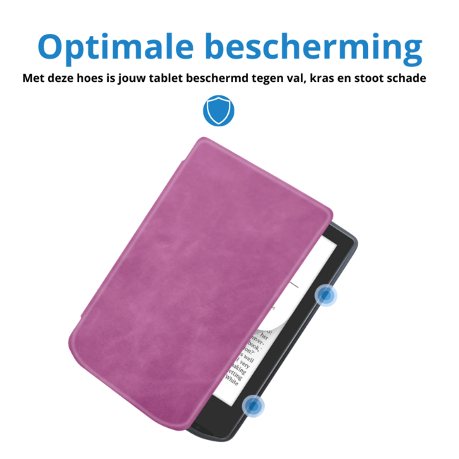 Case2go - E-reader Hoes geschikt voor PocketBook Verse / Verse Pro / Verse Pro Color - Sleepcover - Auto/Wake functie - Magnetische sluiting - Paars