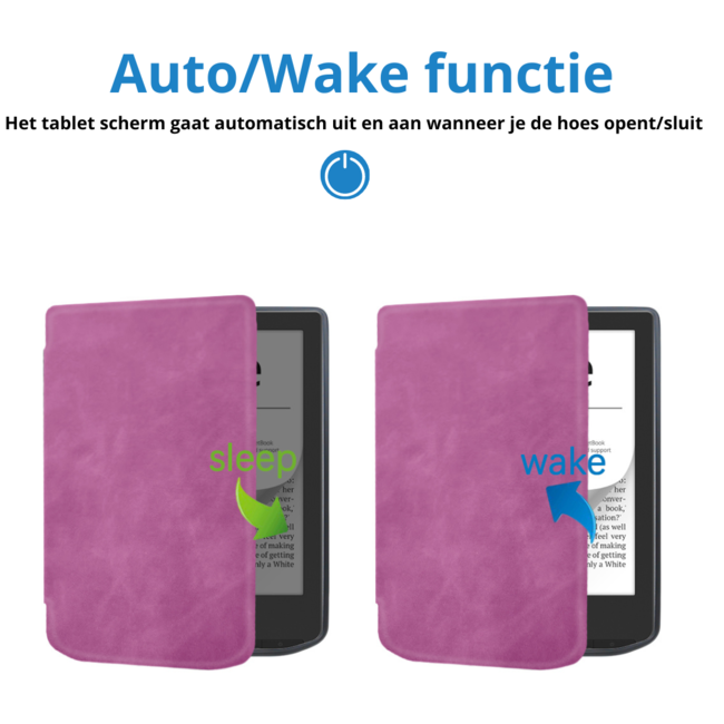 Case2go - E-reader Hoes geschikt voor PocketBook Verse / Verse Pro / Verse Pro Color - Sleepcover - Auto/Wake functie - Magnetische sluiting - Paars