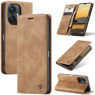CaseMe CaseMe - Telefoonhoesje geschikt voor Xiaomi Redmi 13C - Wallet Book Case - Met Magnetische Sluiting - Licht Bruin