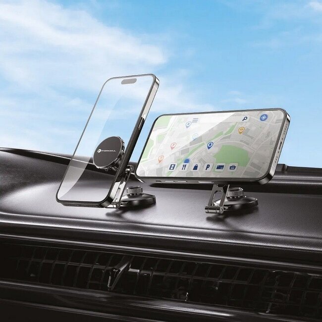 Forcell - Autohouder geschikt voor Telefoon met MagSafe - 360 draaibaar  - Met Magneet voor dashboard en voorruit - Zwart