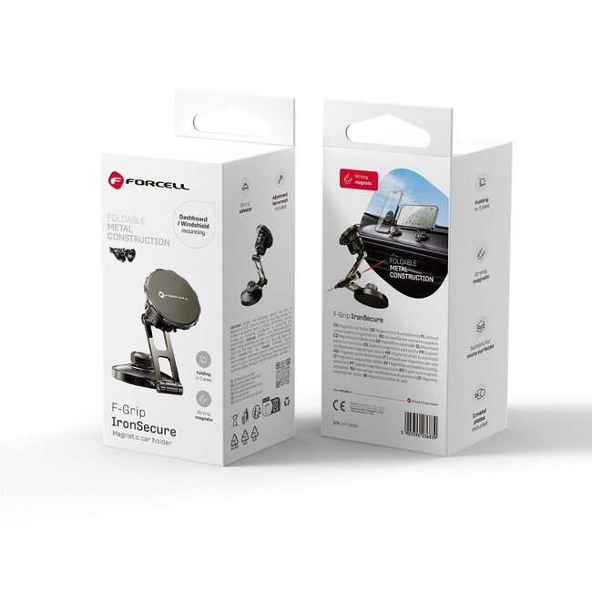 Forcell - Autohouder geschikt voor Telefoon met MagSafe - 360 draaibaar  - Met Magneet voor dashboard en voorruit - Zwart