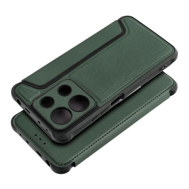 Case2go - Hoesje geschikt voor Xiaomi Redmi Note 13 Pro 5G - Schokbestendige Book Case - Donker Groen