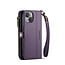 CaseMe - Telefoonhoesje geschikt voor Apple iPhone 15 - Wallet Book Case met Schouder Strap - Paars