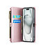 CaseMe - Telefoonhoesje geschikt voor Apple iPhone 15 Plus - Wallet Book Case met Schouder Strap - Licht Roze