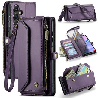 CaseMe CaseMe - Telefoonhoesje geschikt voor Samsung Galaxy A15 - Wallet Book Case met Schouder Strap - Paars