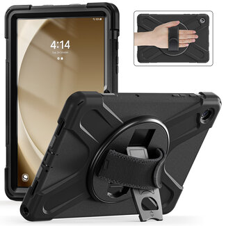 Case2go Case2Go- Tablet Hoes geschikt voor Samsung Galaxy Tab A9 Plus (2023) - Hand Strap Heavy Armor Case - Zwart