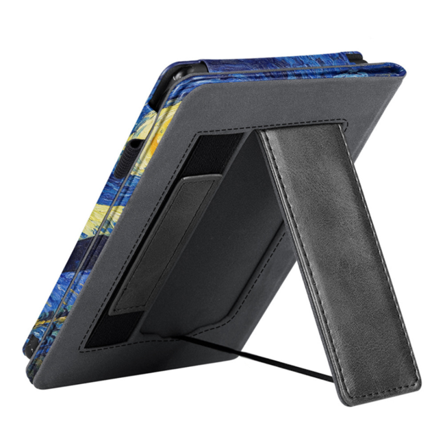 Case2go - E-reader hoes geschikt voor Kobo Clara Colour/ BW - Sleepcover - Auto/Wake functie - Met handstrap - Sterrenhemel